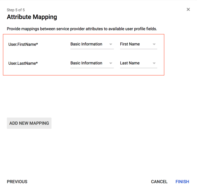 Google Cloud Identity attribute mapping