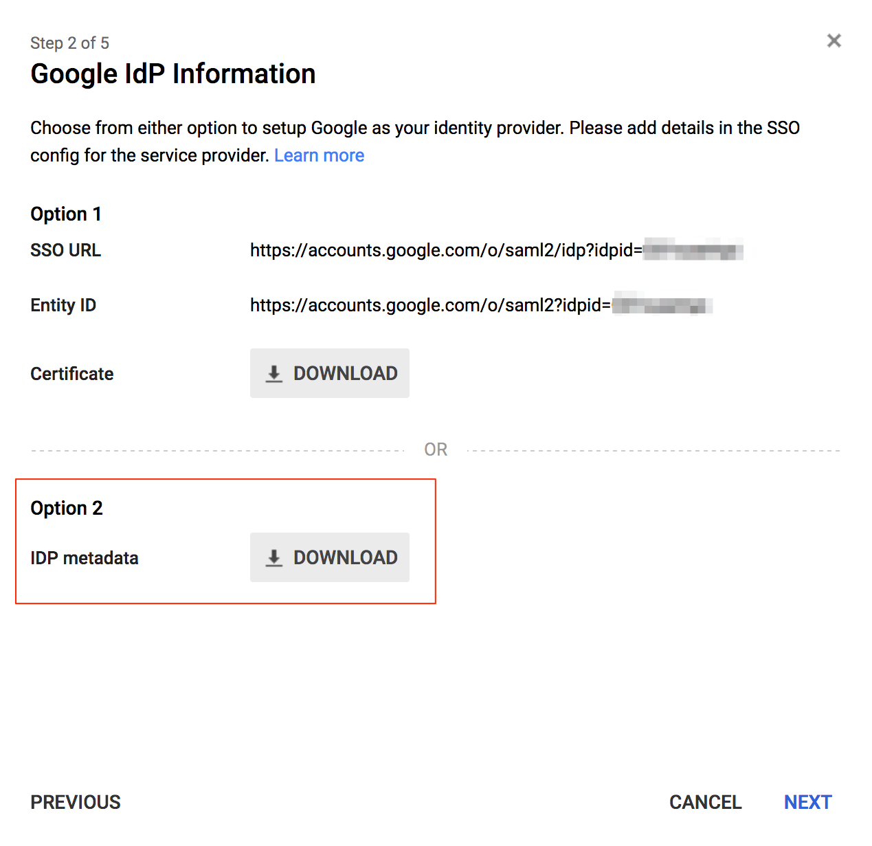 Download Google Cloud Identity metadata