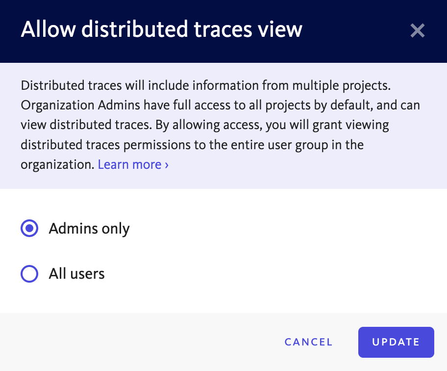 Distributed Tracing Permissions