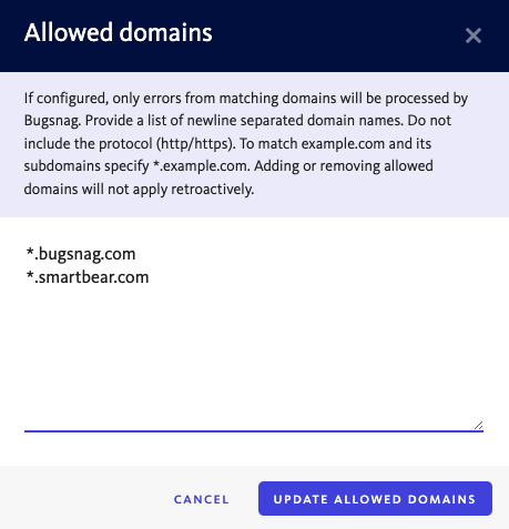 Allowed domains