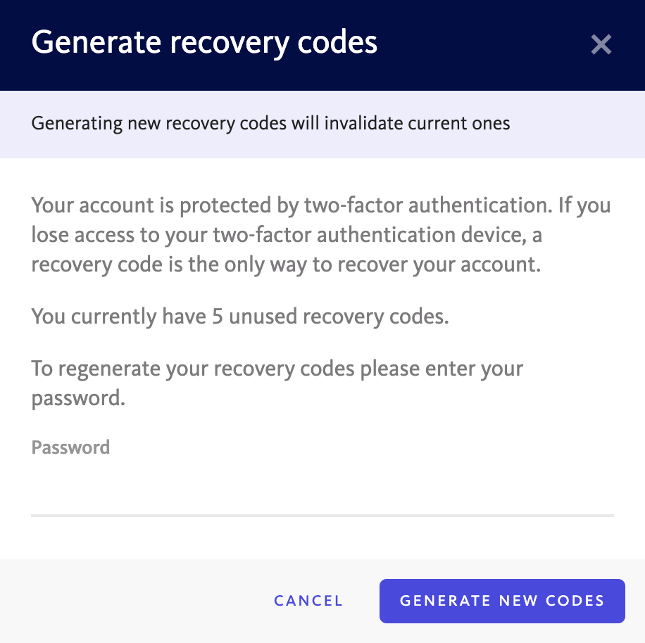 Recovery codes