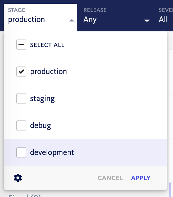 Release stage filter